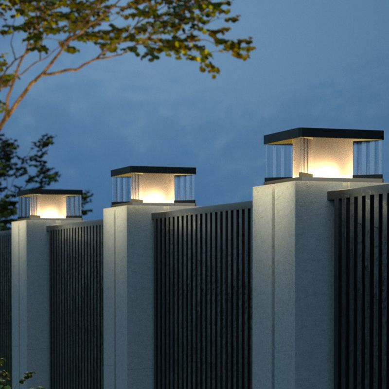 Riley LED outdoor post lights on fence.