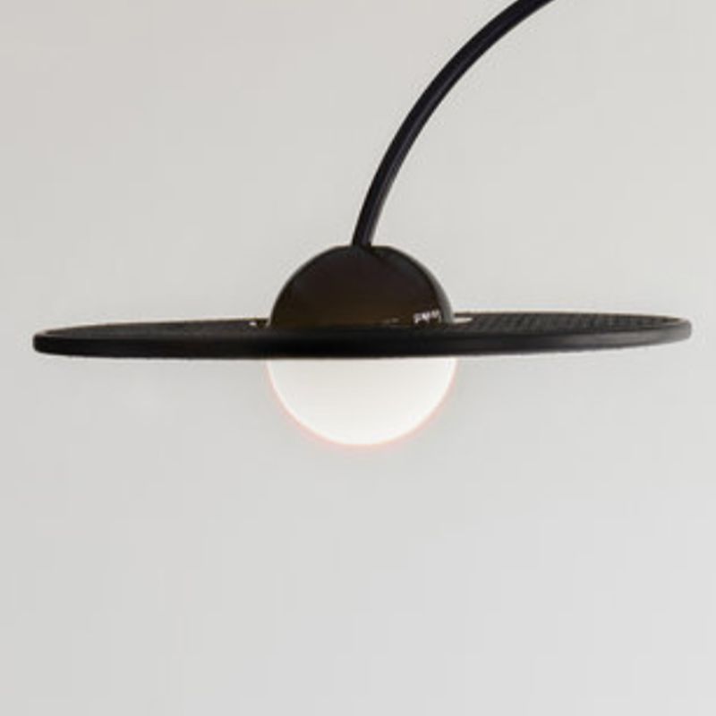Carins UFO Floor Lamp, modern black metal and glass lighting fixture