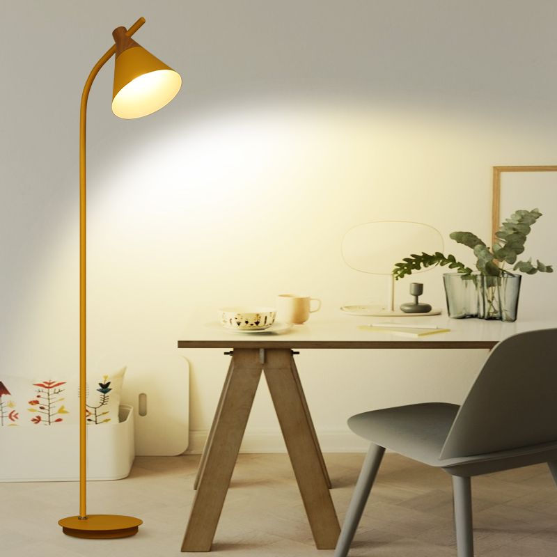 Yellow Morandi floor lamp, metal shade for living room