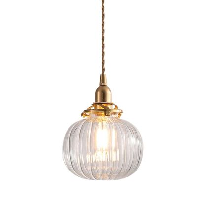 Valentina Pendant Light with Ribbed Glass Shade