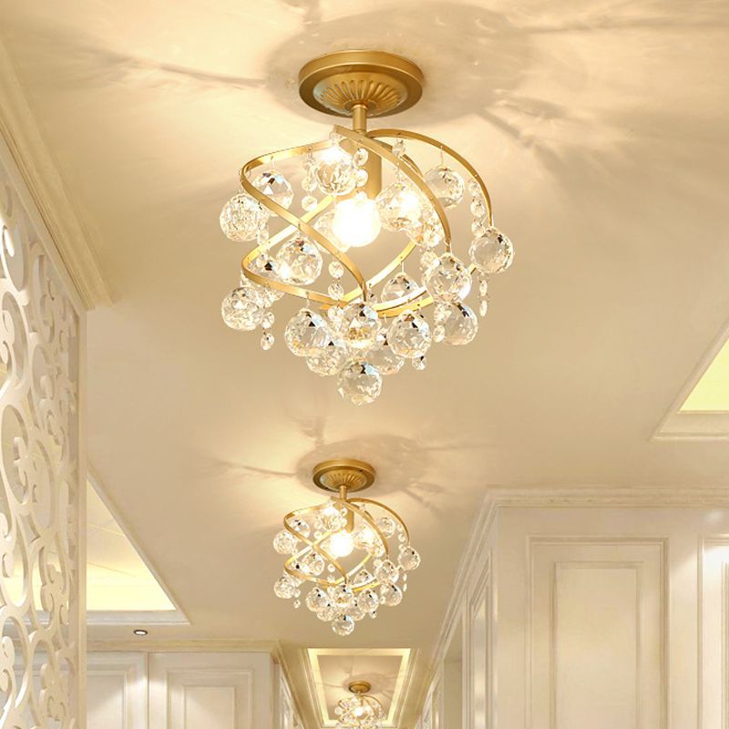 Marilyn Globe Crystal Ceiling Lights in a hallway