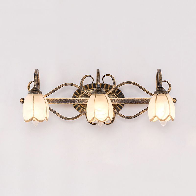 Antique brass flower wall lamp, Félicie style