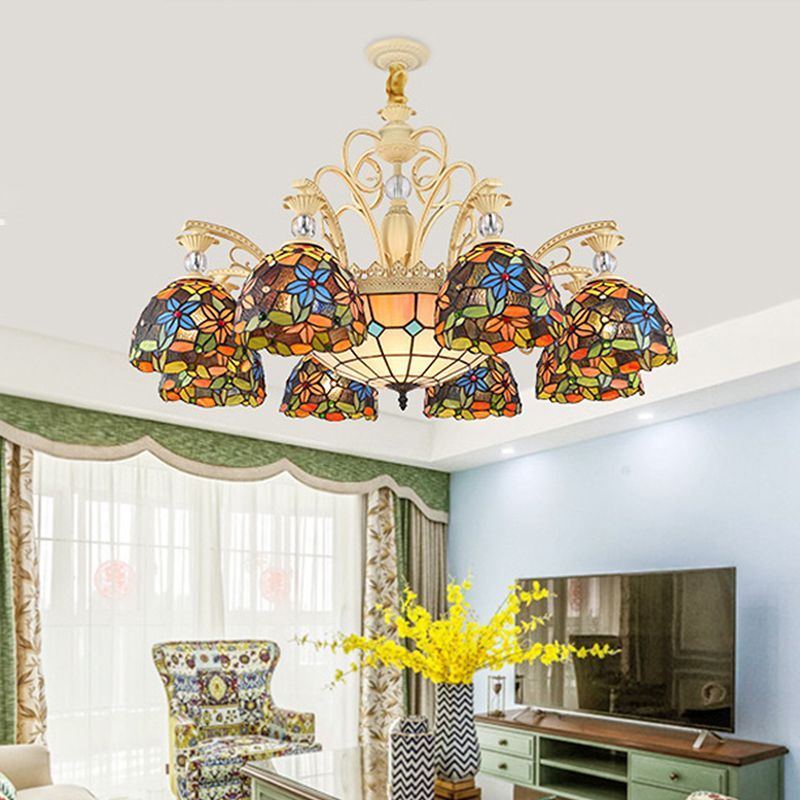 Multicolor Eryn Flower Chandelier in Dining Room, Vintage Lighting