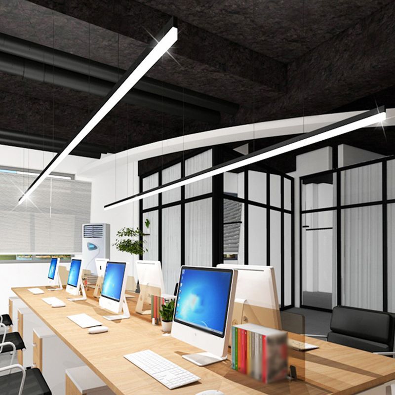 Edge linear pendant light in modern office