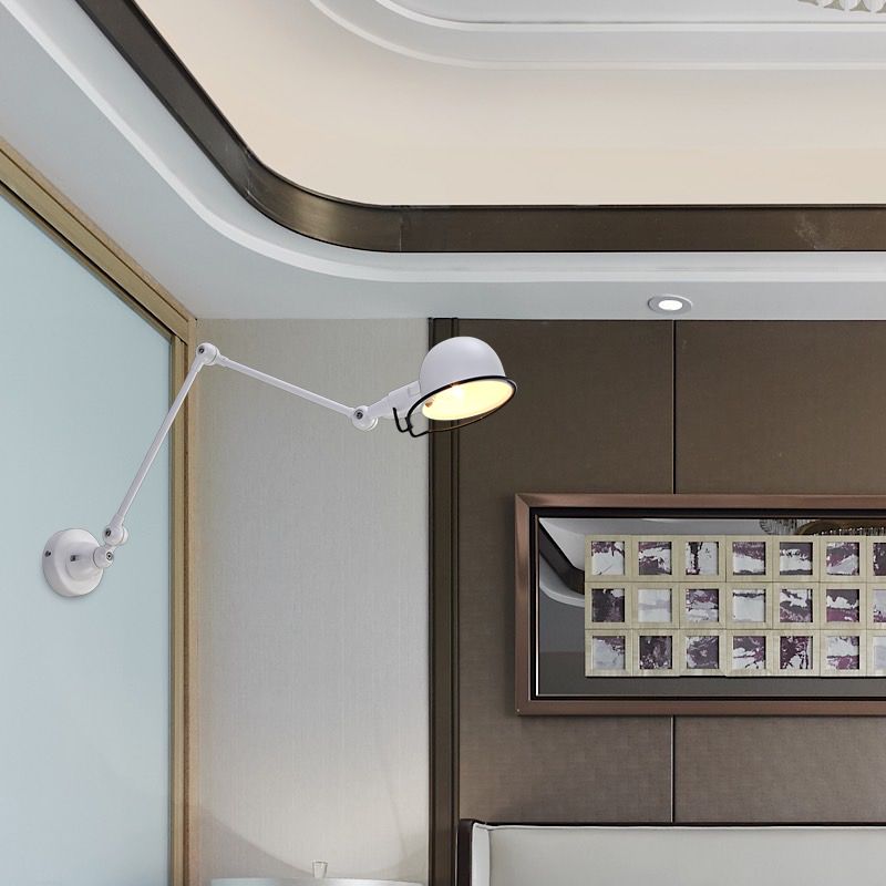 White Brady Wall Lamp, Adjustable Arm, Bedroom Lighting