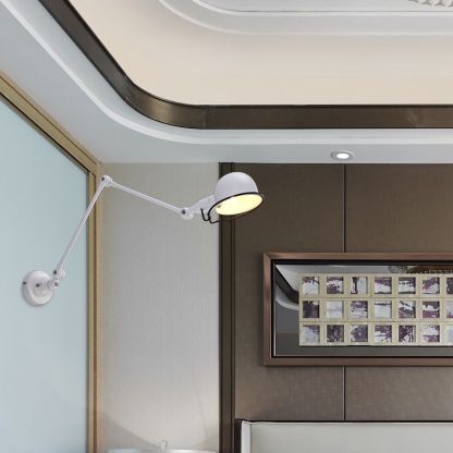 White Brady Wall Lamp, Adjustable Arm, Bedroom Lighting