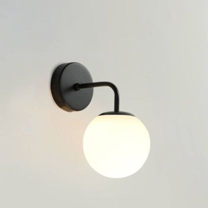 Valentina LED Wall Lamp, modern black wall sconce with spherical glass