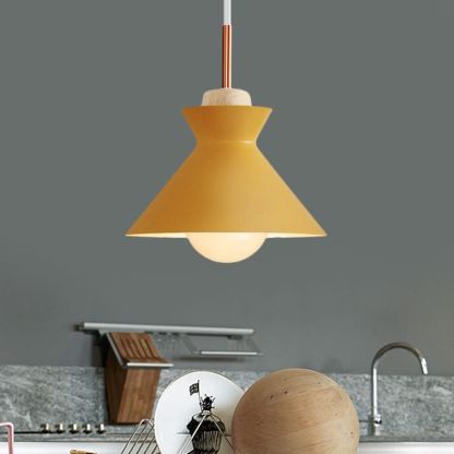 Yellow Morandi pendant light, metal kitchen island lighting