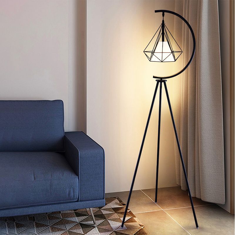 Eryn Diamond Tripod Floor Lamp - Metal Frame