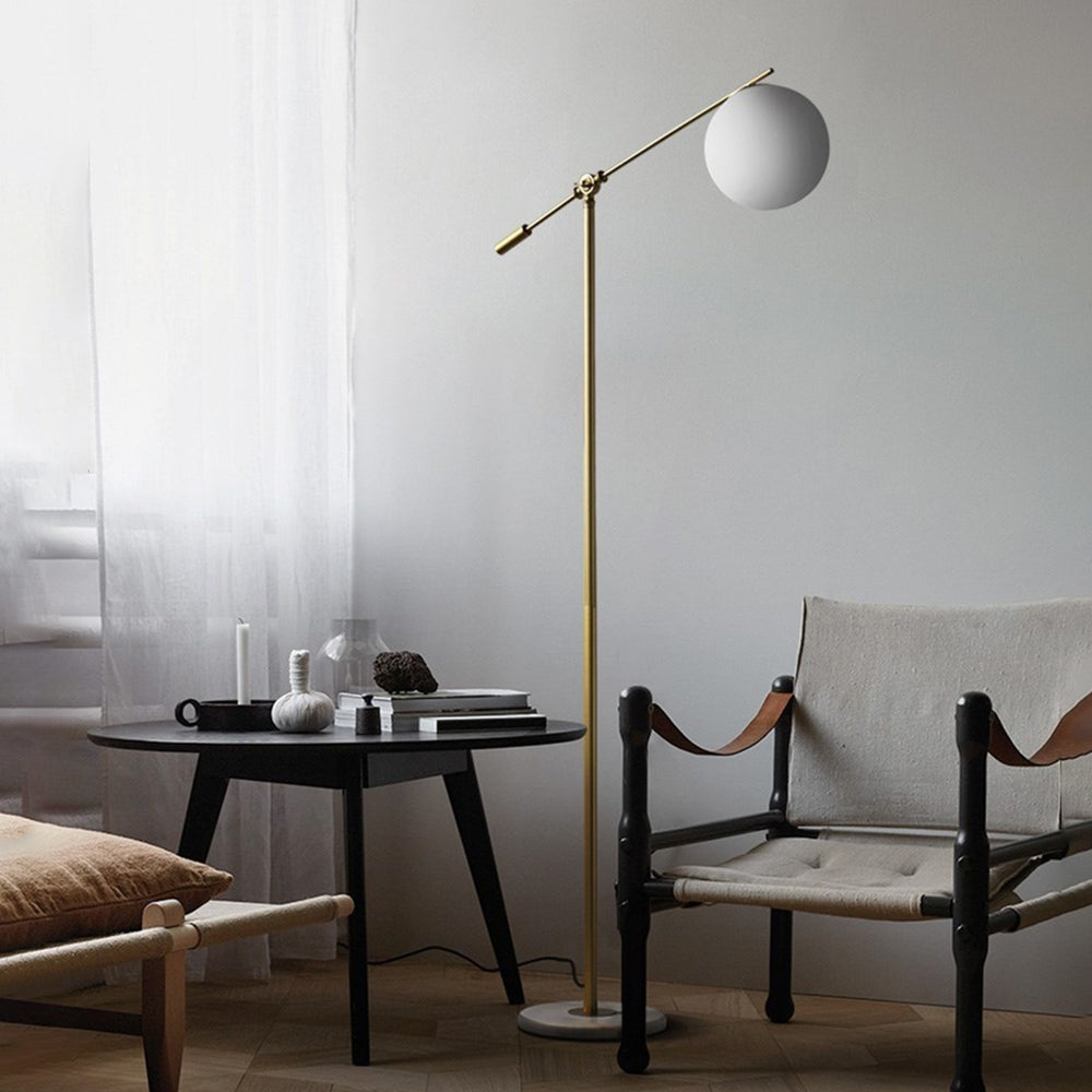 Valentina Arc Floor Lamp, Frosted Glass Globe Valentina Arc Floor Lamp, Frosted Glass & Metal