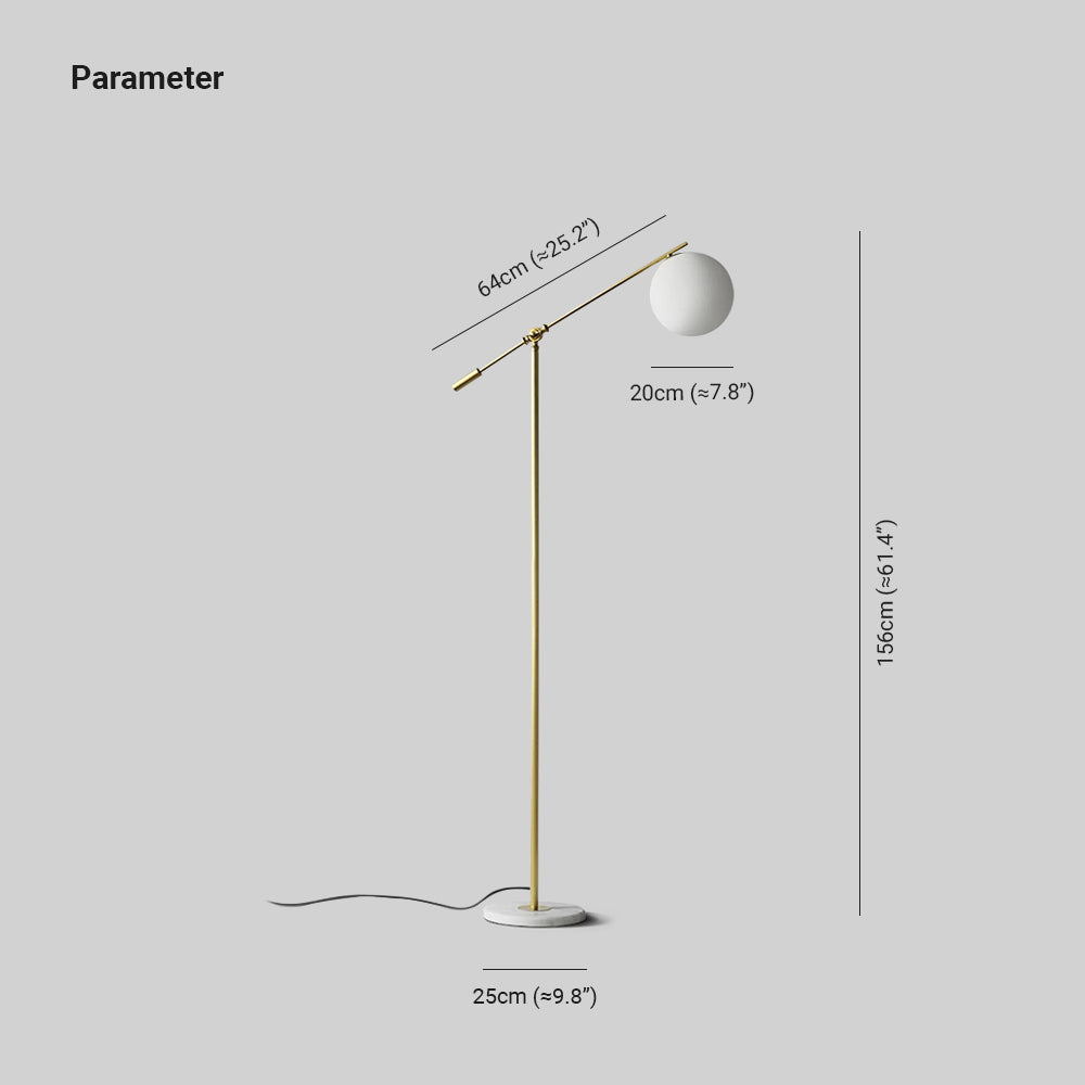 Valentina Arc Floor Lamp dimensions: height, width, depth. Valentina Arc Floor Lamp, Frosted Glass & Metal