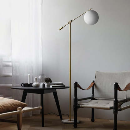 Valentina Arc Floor Lamp, Frosted Glass Globe Valentina Arc Floor Lamp, Frosted Glass & Metal