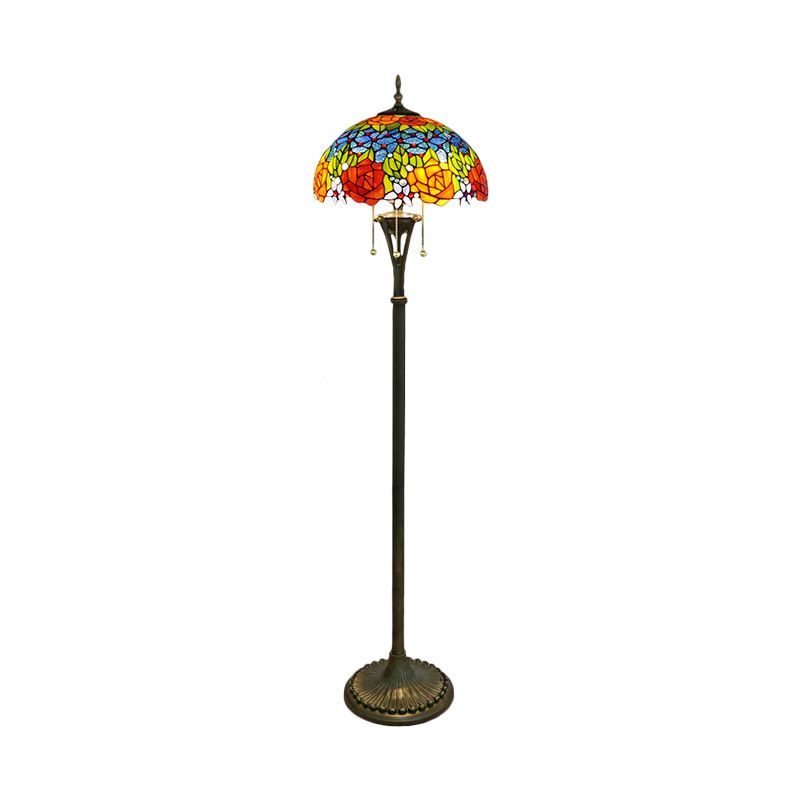 Alessio vintage floor lamp with colorful glass shade.