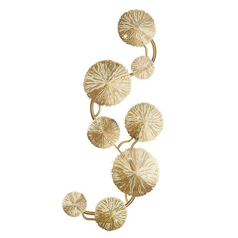Knox Modern Metal Round Lotus Leaf Wall Lamp, gold finish