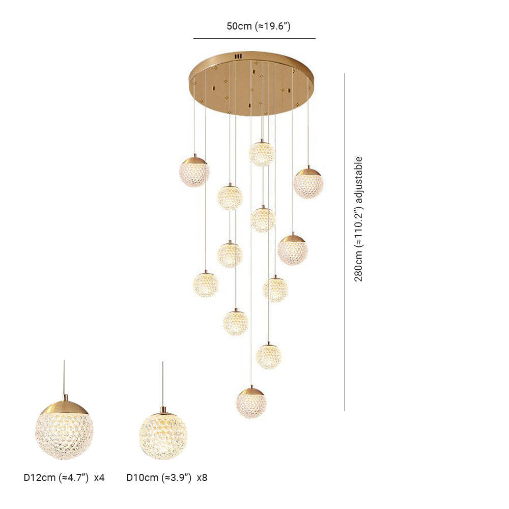Jibril Multi Staircase Pendant Light Dimensions