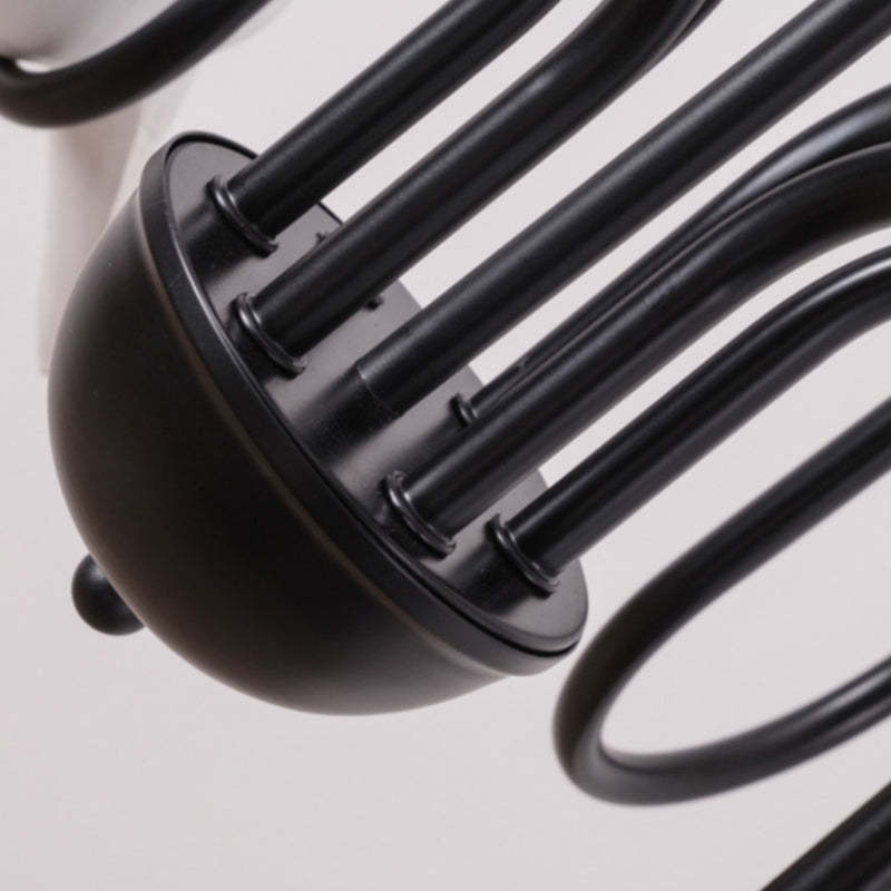 Close-up black metal chandelier design, perfect for bedroom, cafe, and living room