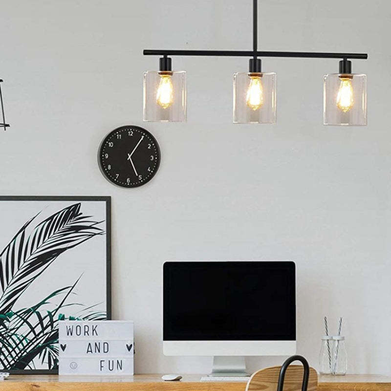 Leigh Industrial Minimalist LED Chandelier over a desk