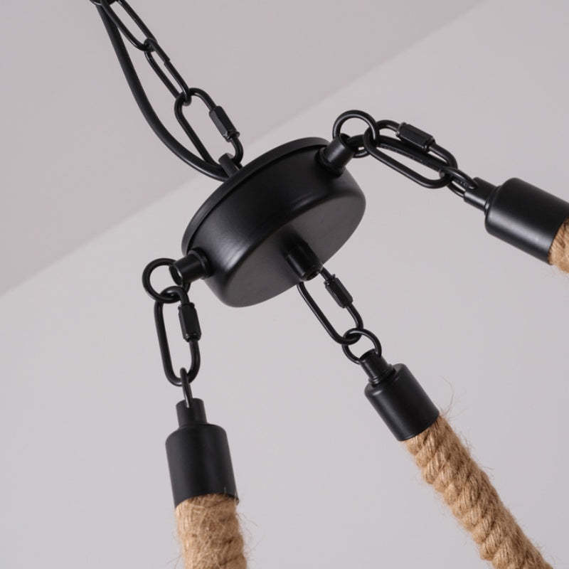 Epoch Chandelier detail: rope and metal fixture
