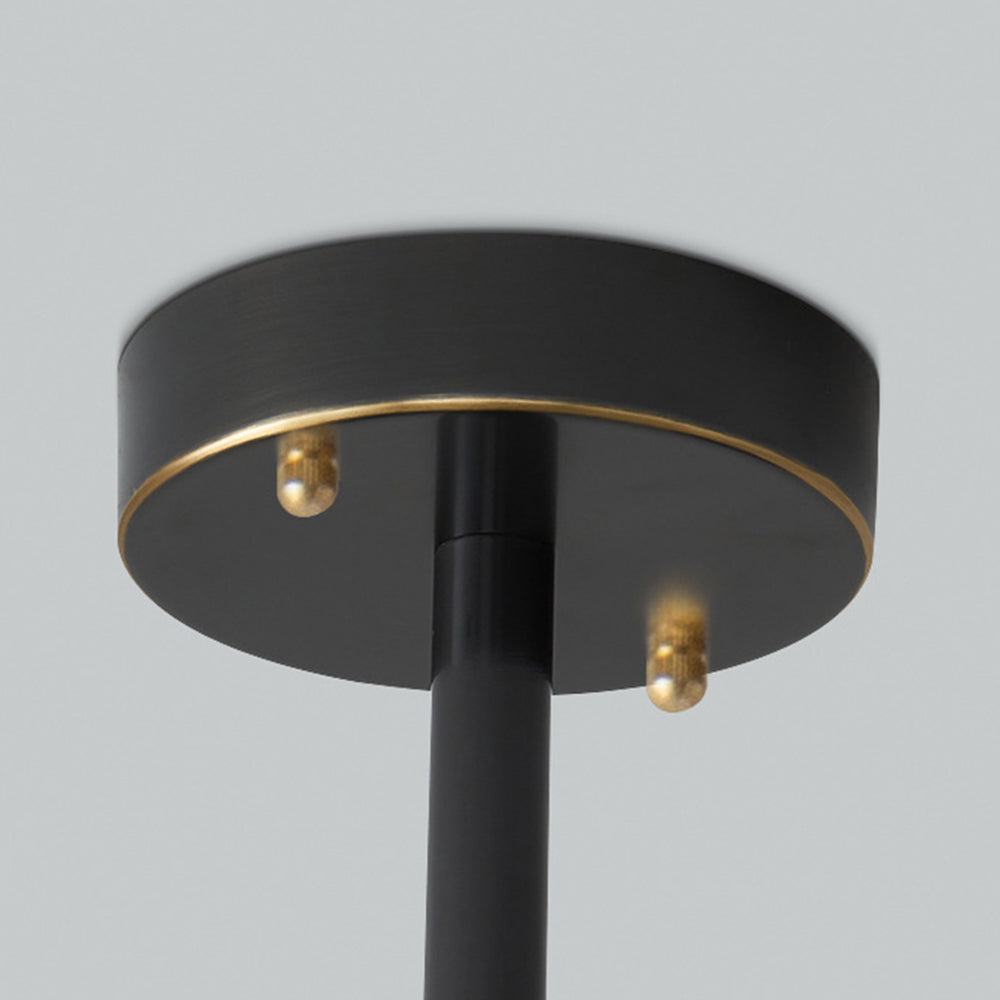 Evette pendant light canopy detail, black and gold finish