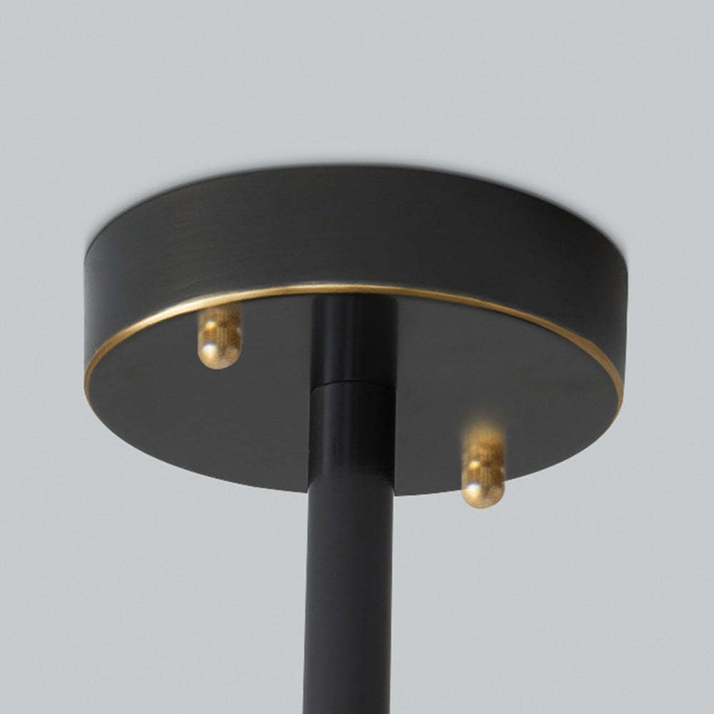 Evette pendant light canopy detail, black and gold finish