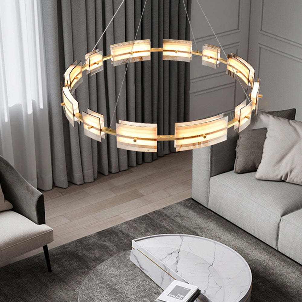 Evette Ring Pendant Light illuminating modern living room