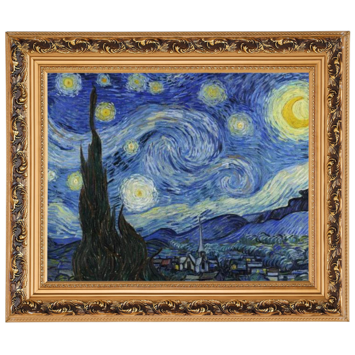 Framed Starry Night oil painting reproduction for dining room