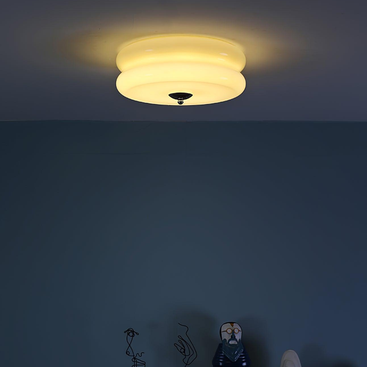 Morandi Round Flush Mount Ceiling Light in a room setting