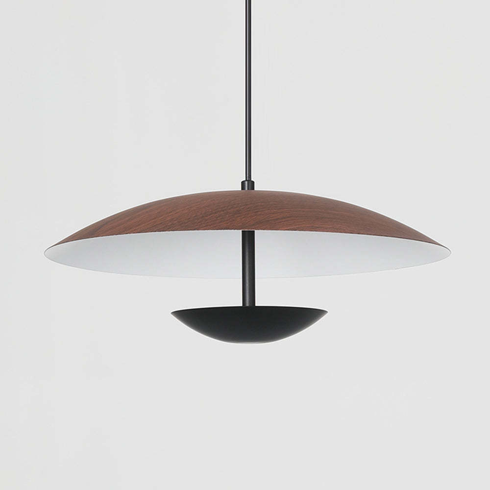 Carins Nordic Frisbee Pendant Light - Wood and Black