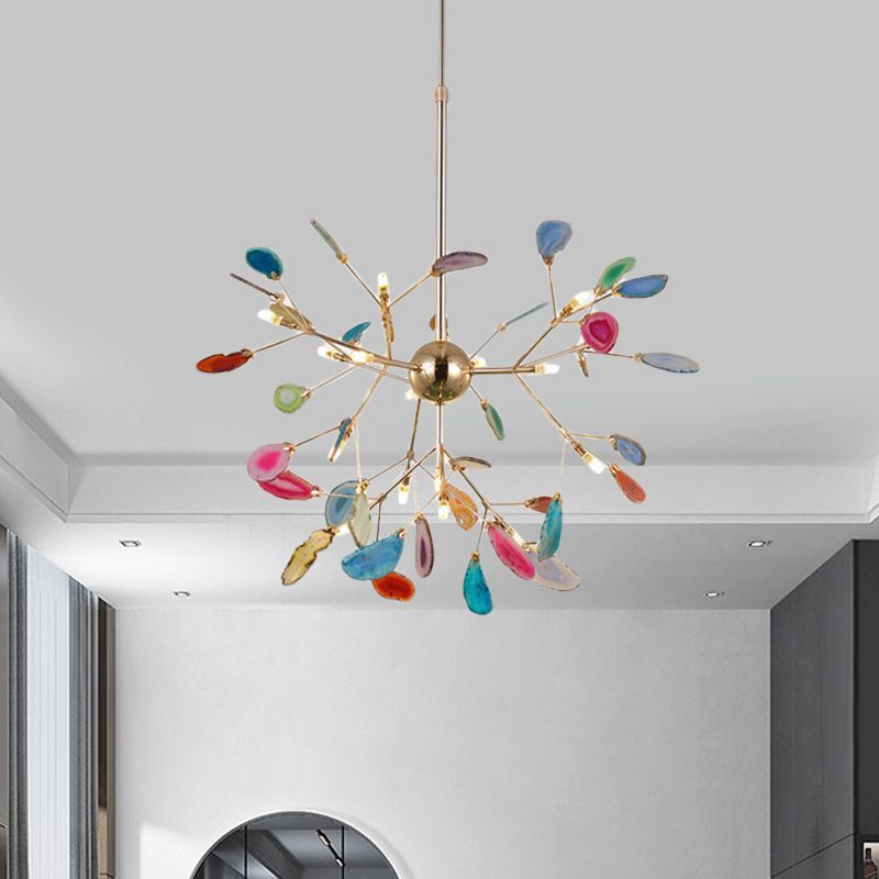 Colorful Javon leaf agate pendant light in dining room