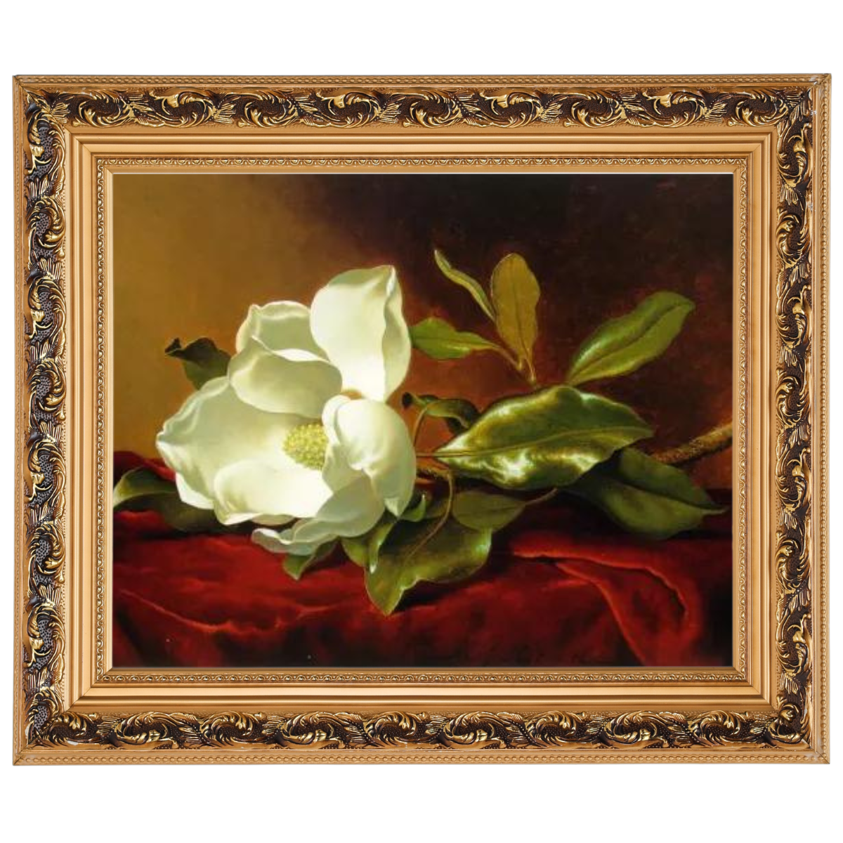 Magnolia flower oil painting, framed floral wall art decor