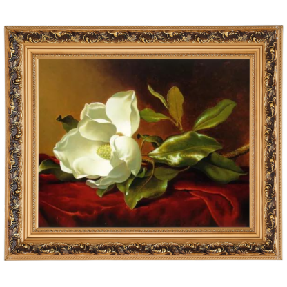Magnolia flower oil painting, framed floral wall art decor