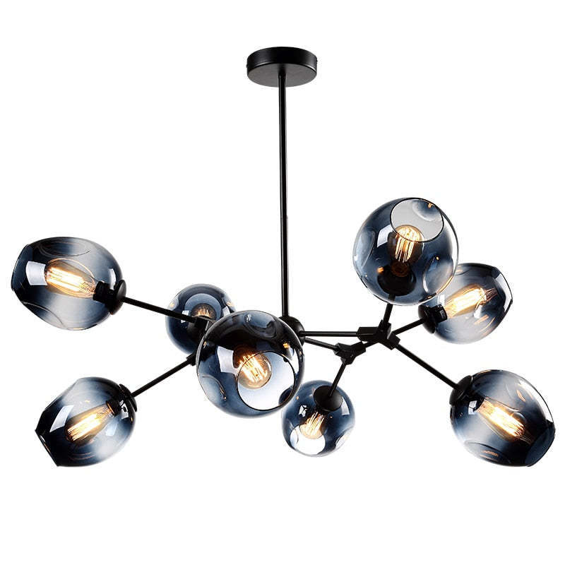 Modern bubble pendant light, smoky grey glass