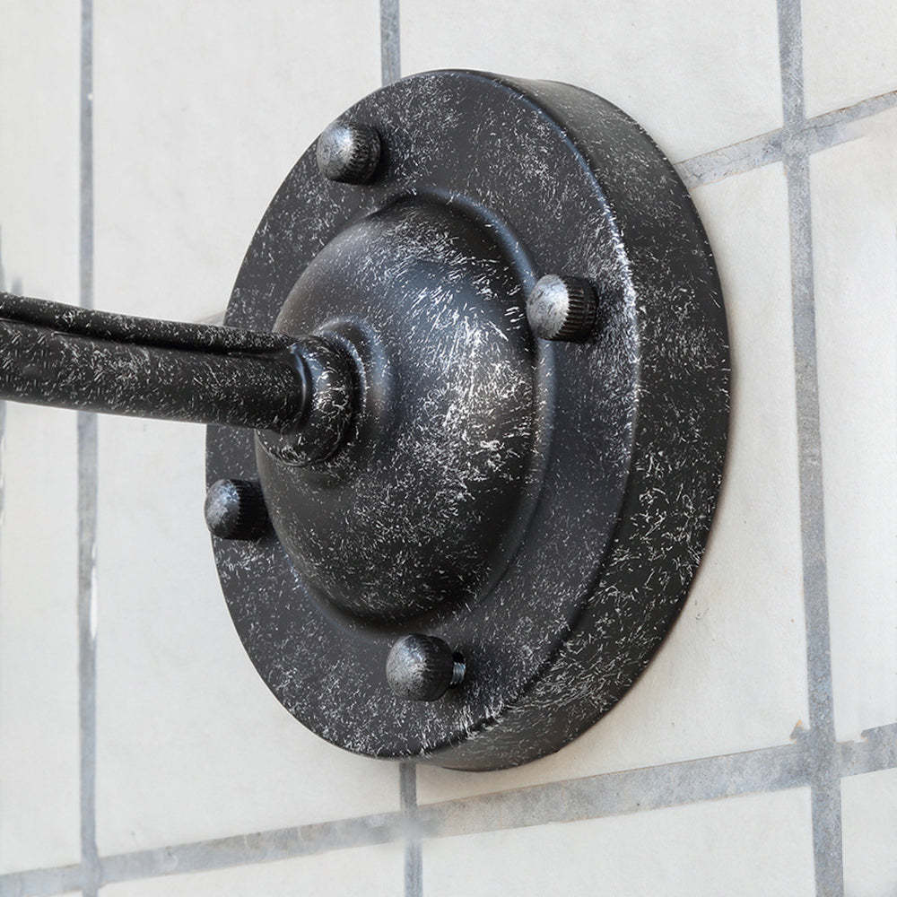 Antique silver Alessio outdoor wall lamp mounting detail.