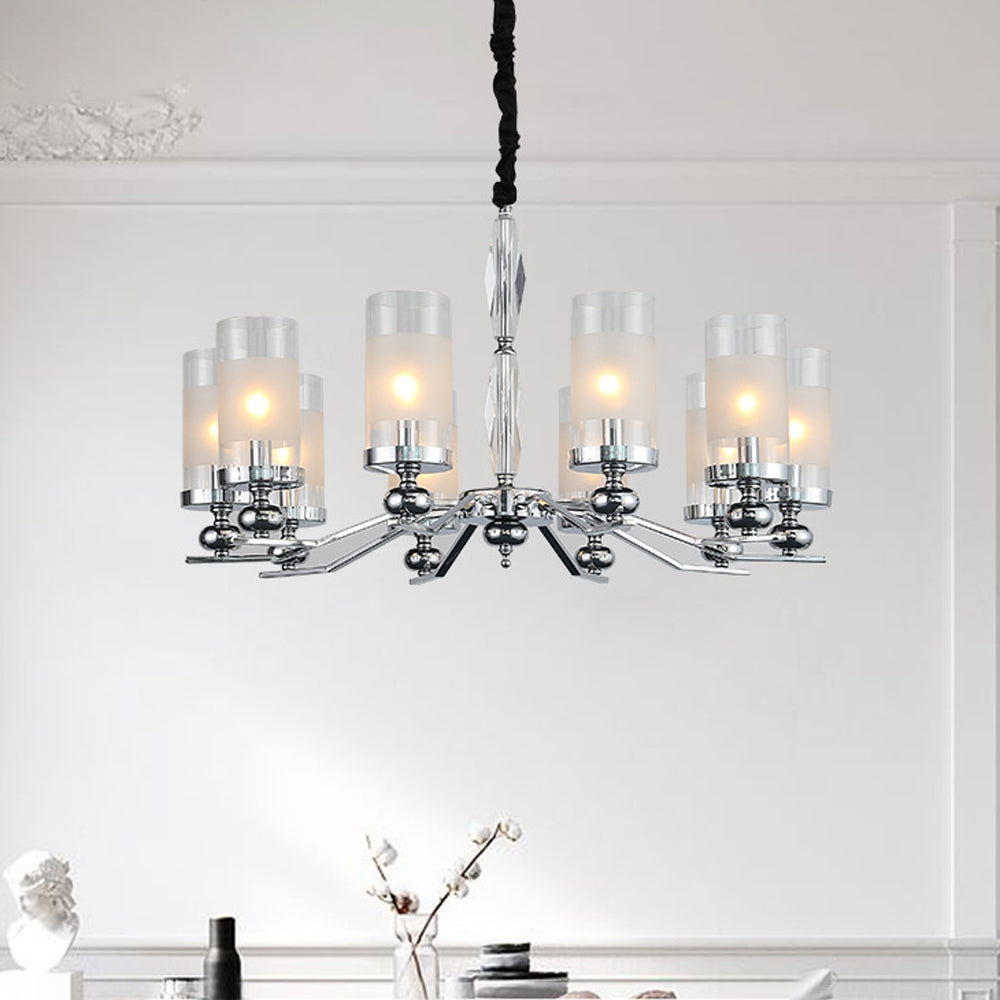 Alessio Retro Metal Glass Chandelier, 8 bulb living room lighting