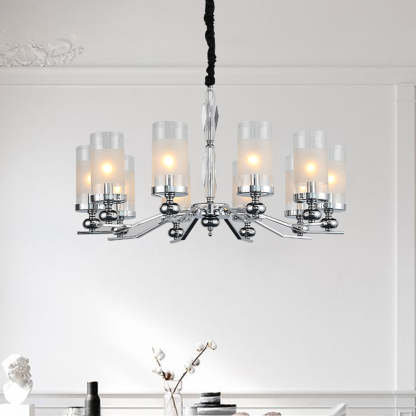 Alessio Retro Metal Glass Chandelier, 8 bulb living room lighting