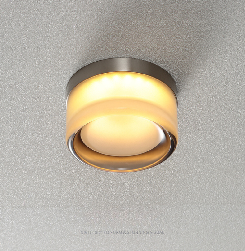 Valentina Modern Mini Drum Wall Lamp, warm glow, transparent