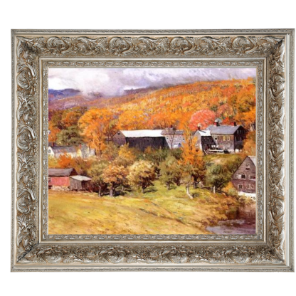 Ogunquit, Maine Autumn Landscape Painting in Ornate Frame
