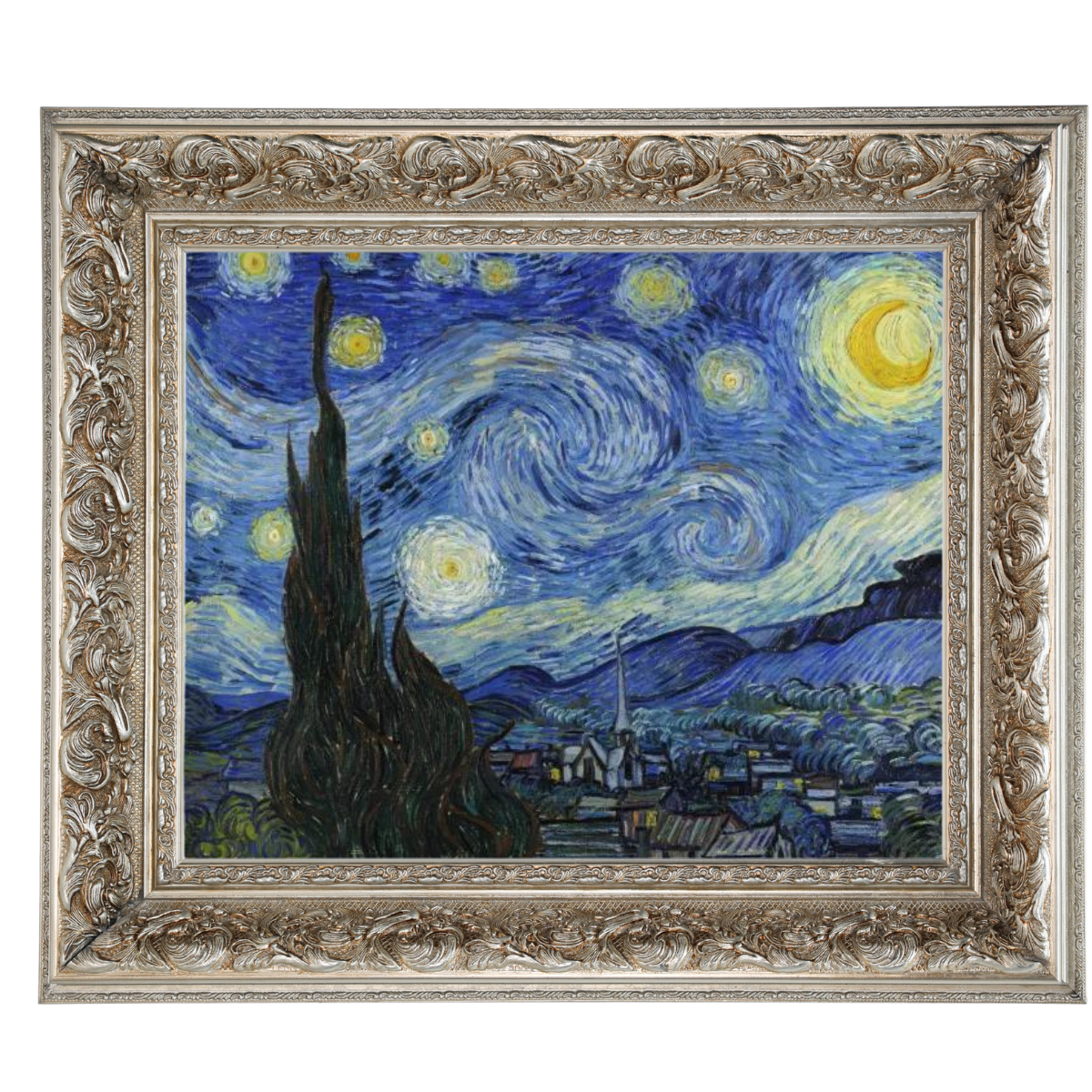 Framed Starry Night oil painting for dining room
