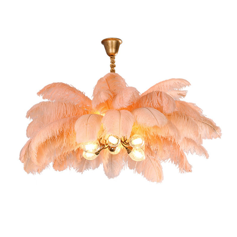 O'Moore Nordic Luxury Pendant Light, Brass/Feather