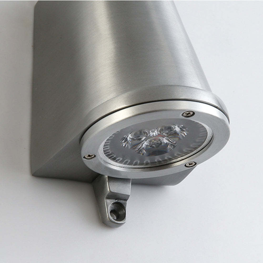 Brushed metal Orr wall lamp. Las Sola industrial lighting.