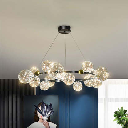 Art Deco Globe Chandelier in Living Room Lighting Valentina Art Deco Globe Metal Glass Chandelier
