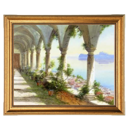 Capri colonnade painting in gold frame
