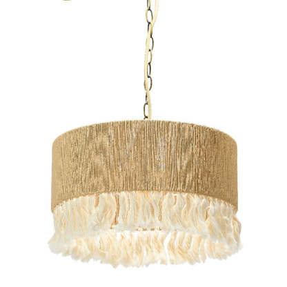 Ritta pendant light with rope and fringe shade