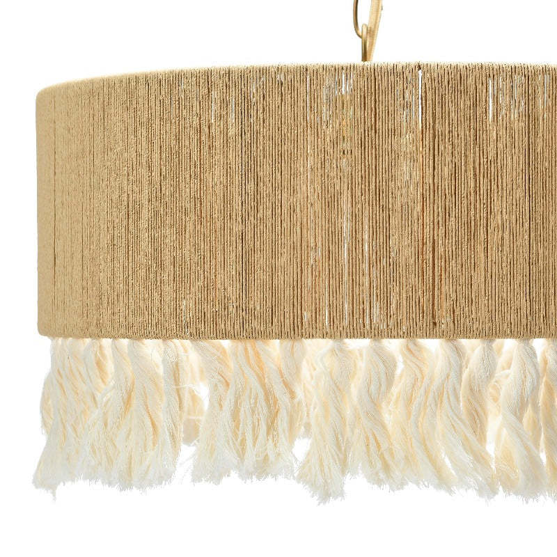 Rope shade pendant light with fringe detail
