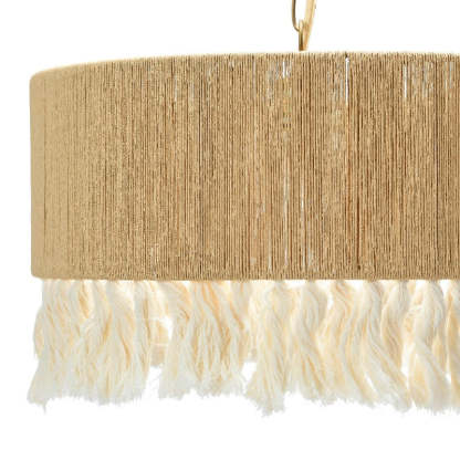 Rope shade pendant light with fringe detail
