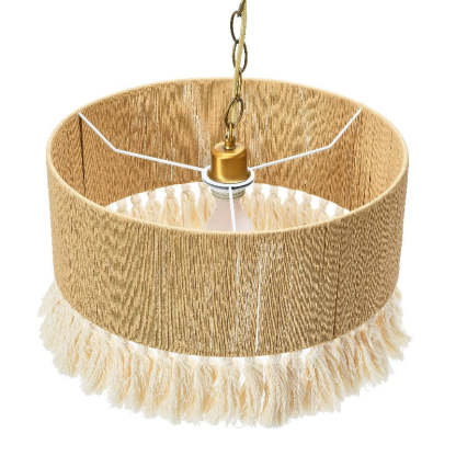 Ritta Pendant Light with rope and fringe shade detail