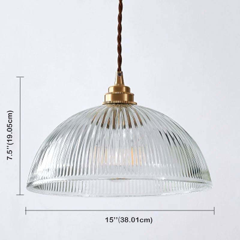 Alessio glass pendant light dimensions: 7.5" x 15" bowl shade.