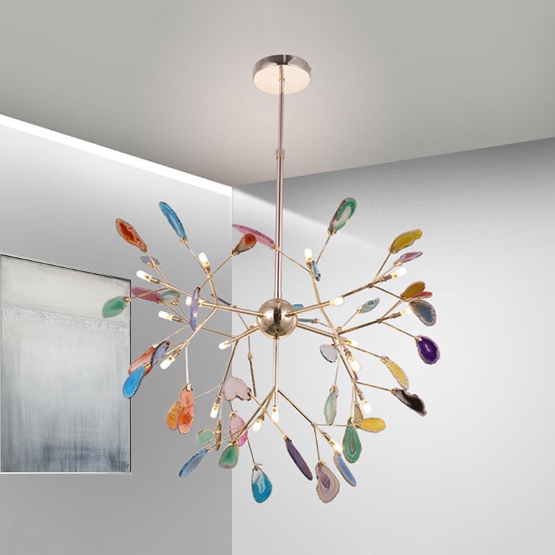 Colorful Javon Leaf Agate Pendant Light