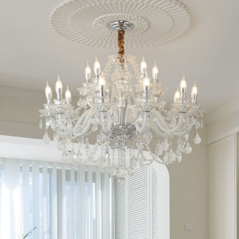 Silva French Crystal Chandelier in a bright living room