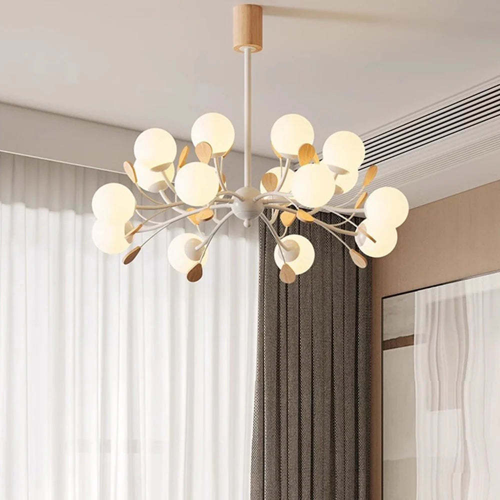 Valentina Modern Chandelier with Wood Accents - Lassola